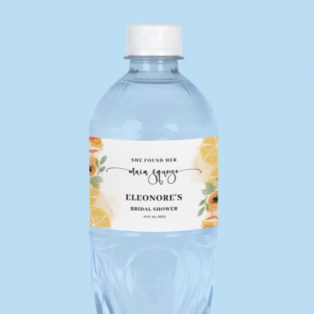 She Found her Main Squeeze Bridal Shower  Water Bottle Label (Creator Uploaded)