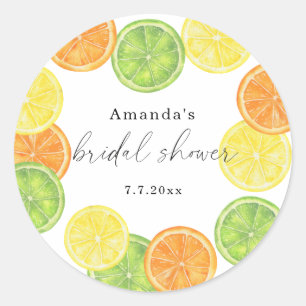 She Found Her Main Squeeze Citrus Bridal Shower Classic Round Sticker
