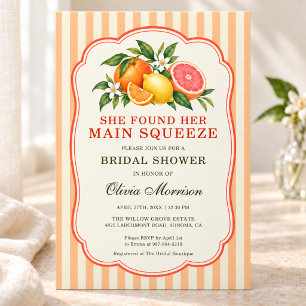 She Found Her Main Squeeze Citrus Bridal Shower Invitation