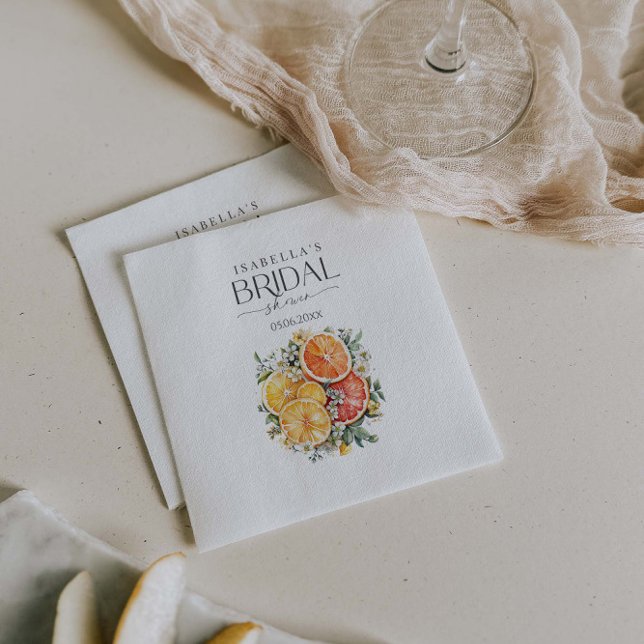 She Found Her Main Squeeze Citrus Bridal Shower Napkin (Creator Uploaded)