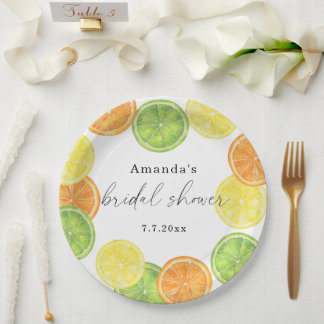 She Found Her Main Squeeze Citrus Bridal Shower Paper Plate