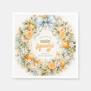 She Found Her Main Squeeze Citrus Orange Bridal  Napkin