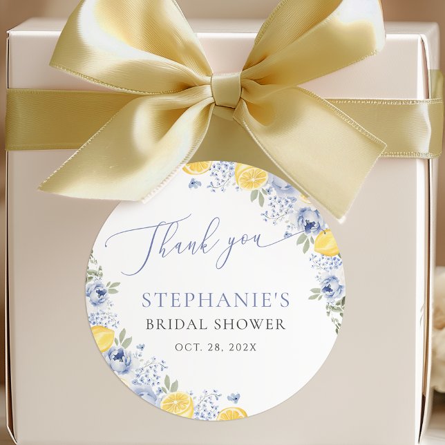 She Found Her Main Squeeze Lemon Bridal Shower Classic Round Sticker (Creator Uploaded)