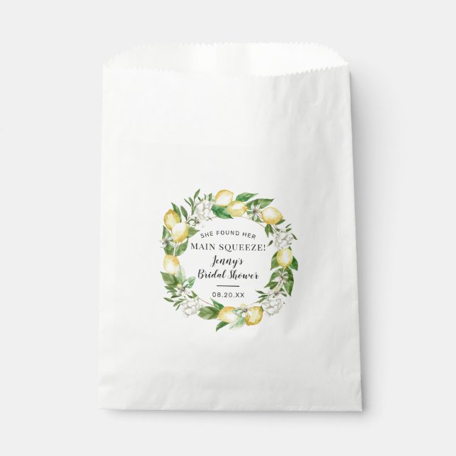 She Found Her Main Squeeze Lemon Bridal Shower Favour Bags (Front)