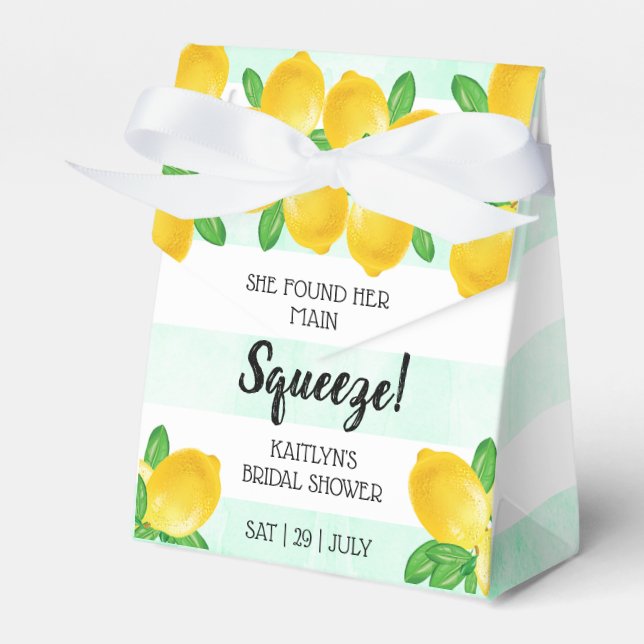 She Found Her Main Squeeze Lemon Bridal Shower Favour Box (Front Side)