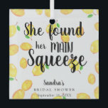 She Found Her Main Squeeze Lemon Bridal Shower  Glass Tree Decoration<br><div class="desc">Lemon bridal shower with text that says "She found her main squeeze"</div>