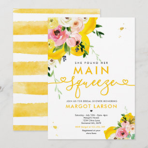 She Found Her Main Squeeze Lemon Bridal Shower Invitation
