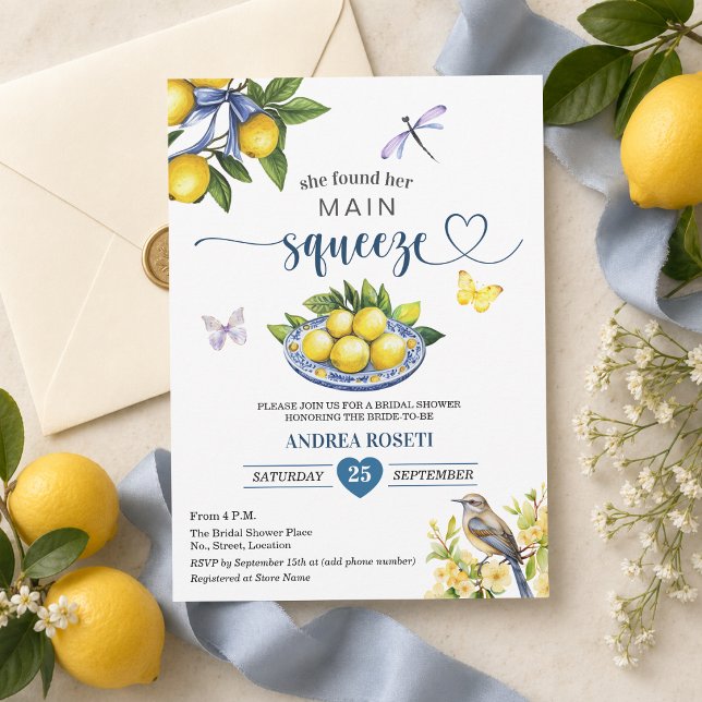 She Found Her Main Squeeze Lemon Bridal Shower Invitation (Creator Uploaded)