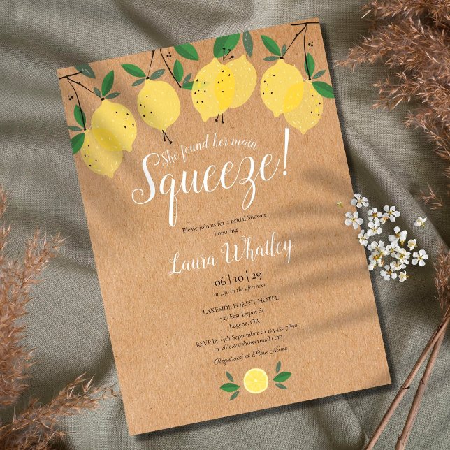 She Found Her Main Squeeze Lemon Bridal Shower Invitation (Creator Uploaded)