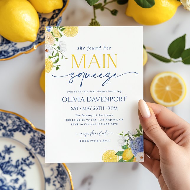 She Found Her Main Squeeze Lemon Bridal Shower Invitation (Creator Uploaded)