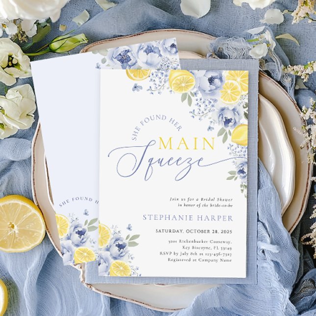She Found Her Main Squeeze Lemon Bridal Shower Invitation (Creator Uploaded)