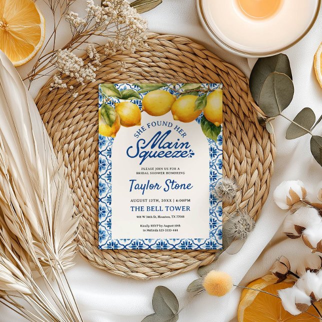 She Found Her Main Squeeze Lemon Bridal Shower Invitation (Creator Uploaded)