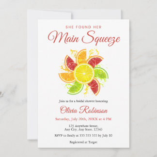 She Found Her Main Squeeze Lemon Bridal Shower Invitation