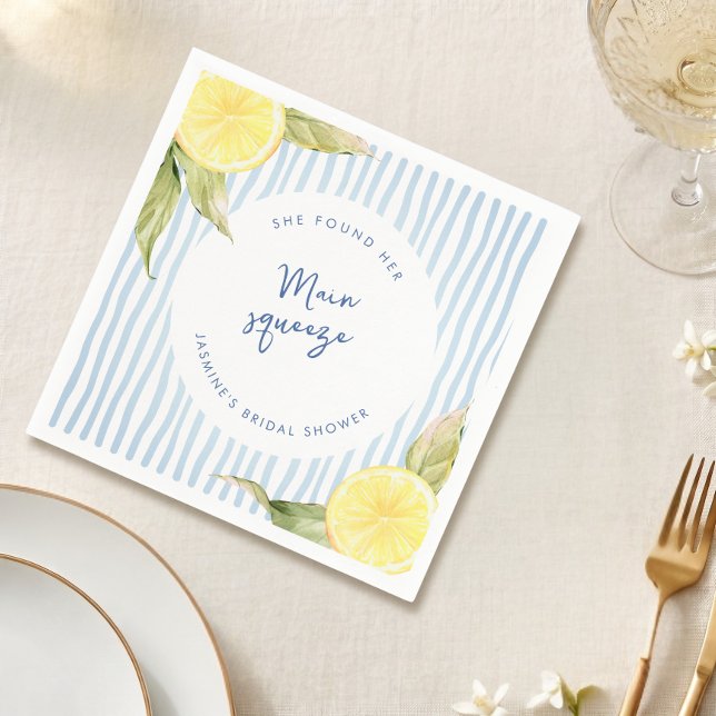 She Found Her Main Squeeze Lemon Bridal Shower Napkin (Creator Uploaded)