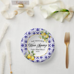 She Found Her Main Squeeze Lemon Bridal Shower Paper Plate<br><div class="desc">This is a Blue Mediterranean Tile She Found Her Main Squeeze Lemon Bridal Shower Paper Bowls!</div>