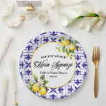 She Found Her Main Squeeze Lemon Bridal Shower Paper Plate<br><div class="desc">This is a Blue Mediterranean Tile She Found Her Main Squeeze Lemon Bridal Shower Paper Plates!</div>