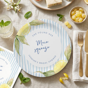 She Found Her Main Squeeze Lemon Bridal Shower Paper Plate