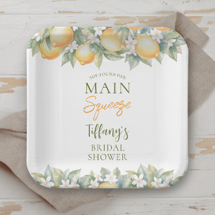 She Found Her Main Squeeze Lemon Bridal Shower Paper Plate