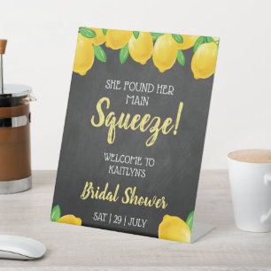 She Found Her Main Squeeze Lemon Bridal Shower Pedestal Sign