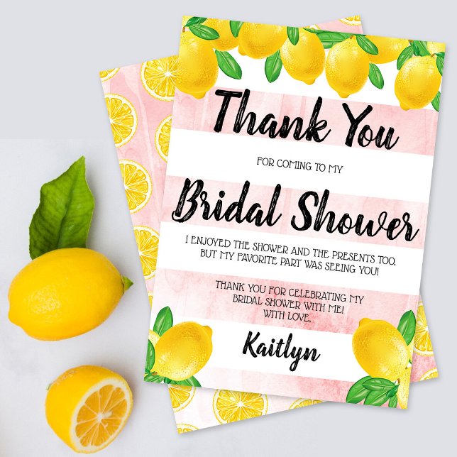 She Found Her Main Squeeze Lemon Bridal Shower Thank You Card (Creator Uploaded)
