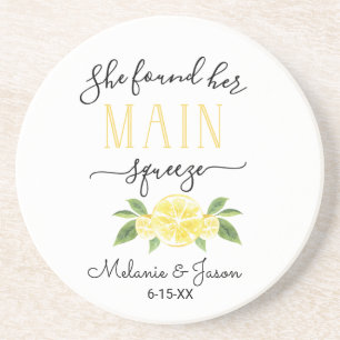 She Found Her Main Squeeze Lemon Wedding Pillow Coaster