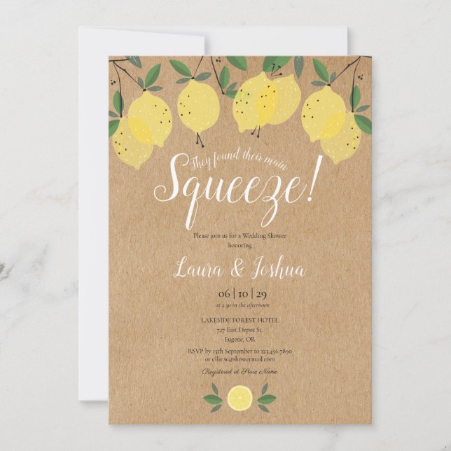 She Found Her Main Squeeze Lemon Wedding Shower Invitation (Front)