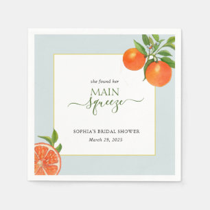 She Found her Main Squeeze Orange Bridal Napkin