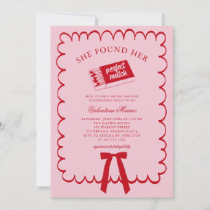 She Found Her Perfect Match Doodle Bridal Shower  Invitation