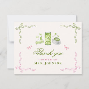 She Found Her Perfect Matcha Bow Bridal Shower Thank You Card