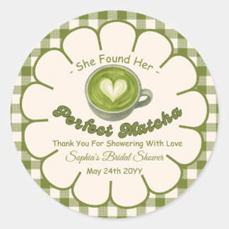  She Found Her Perfect Matcha Bridal Shower  Classic Round Sticker