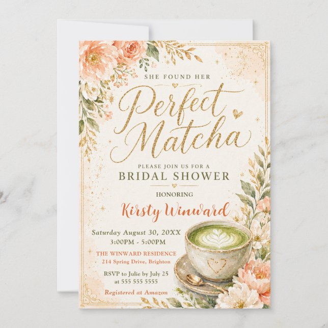 She Found Her Perfect Matcha Bridal Shower Invitation (Front)