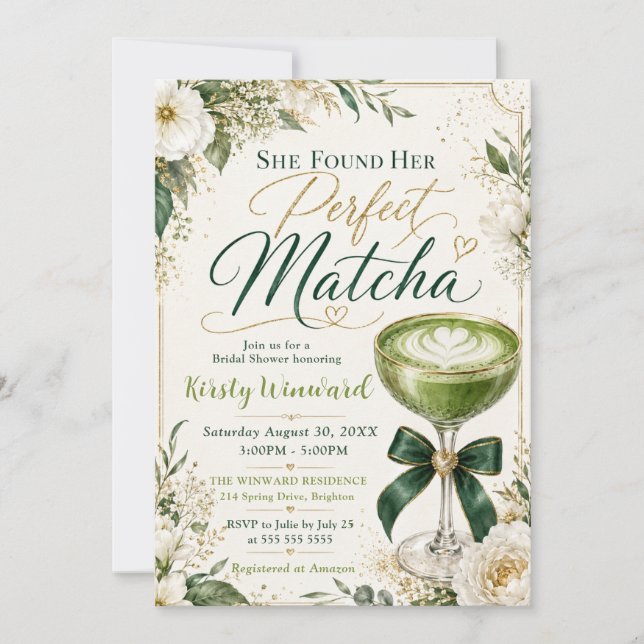 She Found Her Perfect Matcha Bridal Shower Invitation (Front)