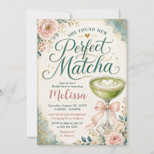 She Found Her Perfect Matcha Bridal Shower Invitation