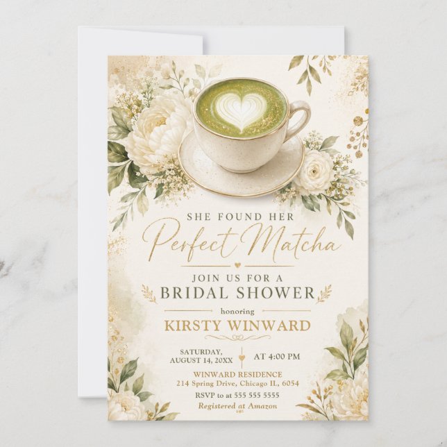 She Found Her Perfect Matcha Bridal Shower Invitation (Front)
