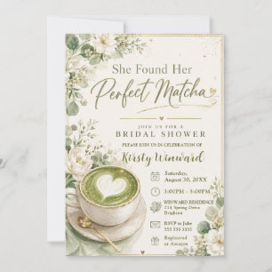 She Found Her Perfect Matcha Bridal Shower Invitation