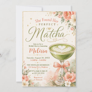She Found Her Perfect Matcha Bridal Shower Invitation