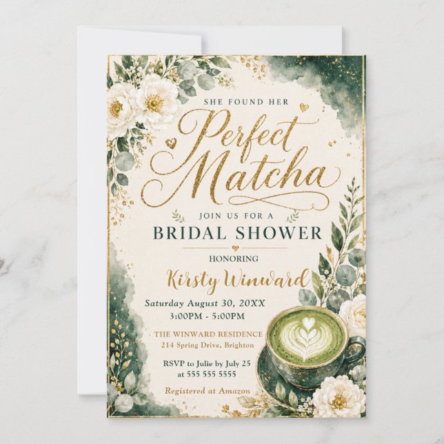 She Found Her Perfect Matcha Bridal Shower Invitation (Front)