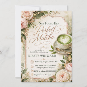 She Found Her Perfect Matcha Bridal Shower Invitation