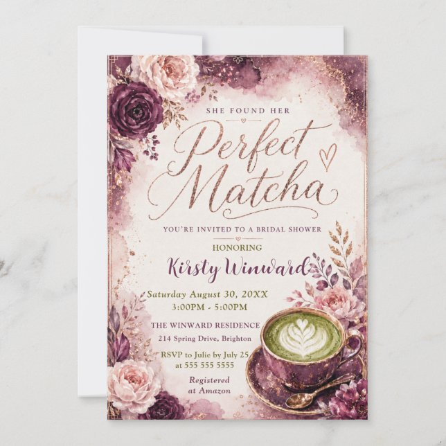 She Found Her Perfect Matcha Bridal Shower Invitation (Front)