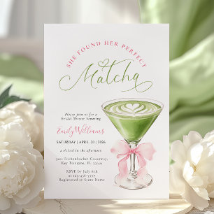 She Found Her Perfect Matcha Bridal Shower Invitation