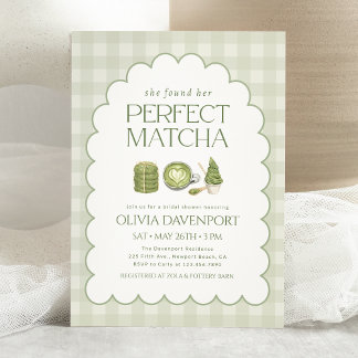 She Found Her Perfect Matcha Bridal Shower Invitation
