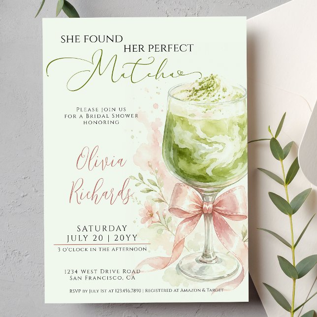She Found Her Perfect Matcha Bridal Shower Invitation (Creator Uploaded)