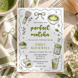 She Found Her Perfect Matcha Bridal Shower Invitation