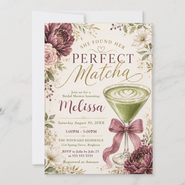 She Found Her Perfect Matcha Bridal Shower Invitation (Front)