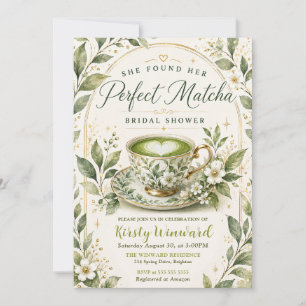 She Found Her Perfect Matcha Bridal Shower Invitation