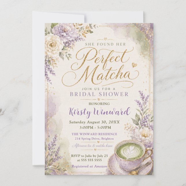 She Found Her Perfect Matcha Bridal Shower Invitation (Front)