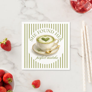 She Found Her Perfect Matcha Bridal Shower Napkin