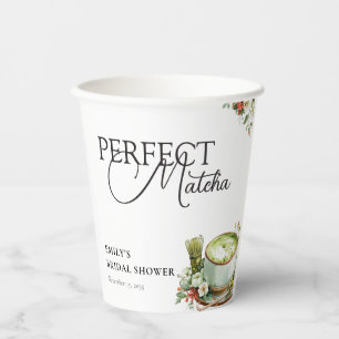 She Found Her Perfect Matcha Bridal Shower Paper Cups