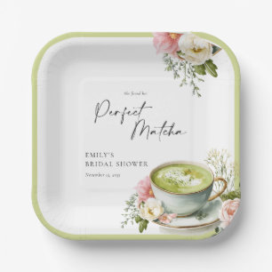 She Found Her Perfect Matcha Bridal Shower Paper Plate