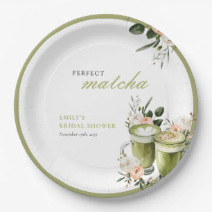 She Found Her Perfect Matcha Bridal Shower Paper Plate